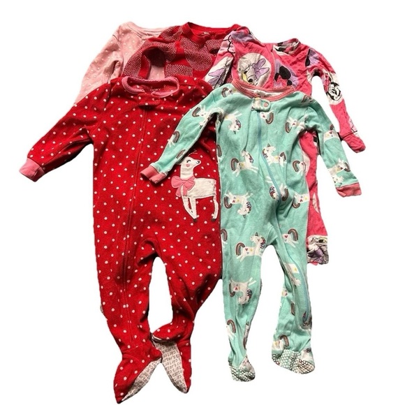 Carter's Other - Baby Girl Footie Pajama Lot Size 9-12 Months Cotton Fleece Minnie Disney